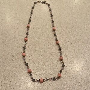 Elegant Pink and Gray Beaded Necklace